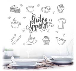 Wall Sticker Bon Appetit For Dining Room Kitchen Cafe Snack Bar Wall Decoration Tattoo Decal W501A - thumbnail 1