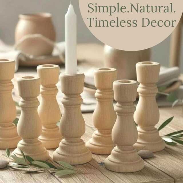 Bulk Small Candlestick Holders Wood Candle Rustic Wedding Decor Farmhouse Home Table Accents Candlesticks Vigil - image 1