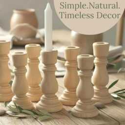 Bulk Small Candlestick Holders Wood Candle Rustic Wedding Decor Farmhouse Home Table Accents Candlesticks Vigil - thumbnail 1