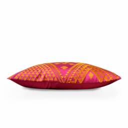 Kilim Embroidered Pillow Cover, Hot Pink & Orange, - 14x21 Inch - thumbnail 3