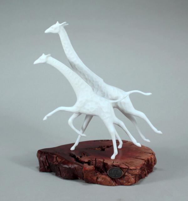 Giraffe Mother & Calf Sculpture By John Perry 10In Tall Pellucida Statue - image 1