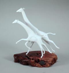 Giraffe Mother & Calf Sculpture By John Perry 10In Tall Pellucida Statue - thumbnail 1