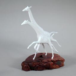 Giraffe Mother & Calf Sculpture By John Perry 10In Tall Pellucida Statue - thumbnail 3
