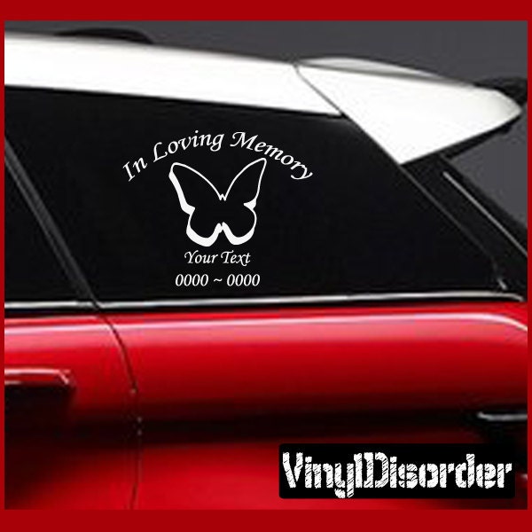 Butterfly 2 in Loving Memory Custom Car Or Wall Vinyl Decal Stickers - Ilmbutterfly2Et - image 1