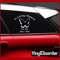 Butterfly 2 in Loving Memory Custom Car Or Wall Vinyl Decal Stickers - Ilmbutterfly2Et - thumbnail 1