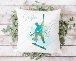 Skateboarder Pillow, Cushion, Gift, Skater Gift For Him, Skateboard, Skateboarder, Skating