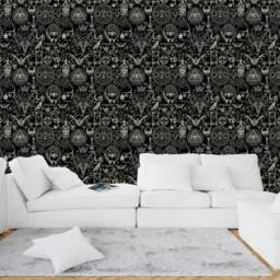 Alchemy Gothic Wallpaper Mural Skulls, Bats, Moons Peel & Stick - thumbnail 2