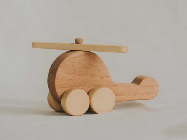 Handmade Wooden Helicopter Toy, Montessori Learning Push & Pull Toy For Kids, Eco-Friendly Birthday Gift, Nursery Decor - image 1