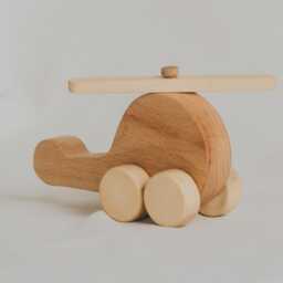 Handmade Wooden Helicopter Toy, Montessori Learning Push & Pull Toy For Kids, Eco-Friendly Birthday Gift, Nursery Decor - thumbnail 3