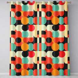 Abstract Bold Color Circle Pop Art Geometric Shapes Seamless Pattern Readymade Eyelet Ring Top Thermal 100% Blackout Curtains - thumbnail 2