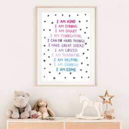 Pink & Purple Affirmation Print, Girls Bedroom Prints, Wall Art, Nursery Prints, Playroom Personalised Kids - thumbnail 2