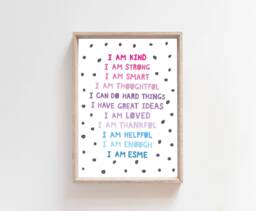 Pink & Purple Affirmation Print, Girls Bedroom Prints, Wall Art, Nursery Prints, Playroom Personalised Kids - thumbnail 1