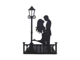 Romantic Love Story Bookend - Lamp Post Metal Library Bookshelf Decor Park Bench Couple - thumbnail 1