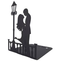 Romantic Love Story Bookend - Lamp Post Metal Library Bookshelf Decor Park Bench Couple - thumbnail 2