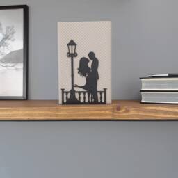 Romantic Love Story Bookend - Lamp Post Metal Library Bookshelf Decor Park Bench Couple - thumbnail 3