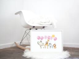Jungle Animals Personalised Print, Safari New Baby Gift, Name Zoo Animals, Nursery Wall, Child's Initial Print - thumbnail 1