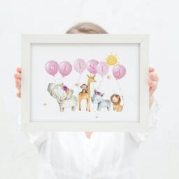 Jungle Animals Personalised Print, Safari New Baby Gift, Name Zoo Animals, Nursery Wall, Child's Initial Print - thumbnail 3