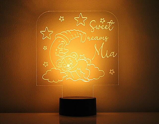 Personalised Kids Night Light - Cute Koala & Moon Lamp, Nursery Light, Baby Bedroom Custom Decor - image 1