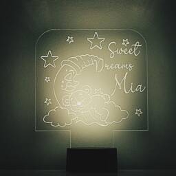 Personalised Kids Night Light - Cute Koala & Moon Lamp, Nursery Light, Baby Bedroom Custom Decor - thumbnail 2