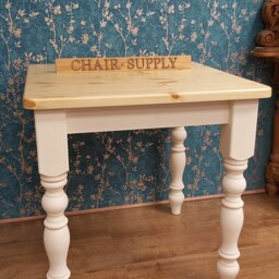 New Solid Pine For Cafe Or Farmhouse Dining Table With Traditional Turned Legs Painted in F&b Farrow Cream - thumbnail 3
