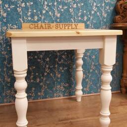 New Solid Pine For Cafe Or Farmhouse Dining Table With Traditional Turned Legs Painted in F&b Farrow Cream - thumbnail 2