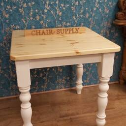 New Solid Pine For Cafe Or Farmhouse Dining Table With Traditional Turned Legs Painted in F&b Farrow Cream - thumbnail 4