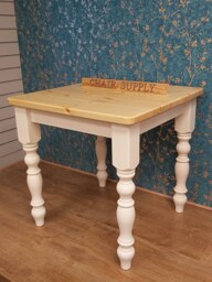 New Solid Pine For Cafe Or Farmhouse Dining Table With Traditional Turned Legs Painted in F&b Farrow Cream