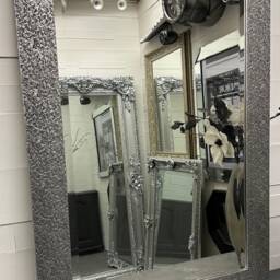 Large Silver Black Framed Mirror Molten Metal Effect Elegant Quantum Wall - Choice Of Size Premium Quality Free P&p - thumbnail 2
