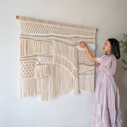 Macrame Wall Decor For Living Room, Unique Hanging, Room Art, Natural Textured Decor, Tapestry - thumbnail 1