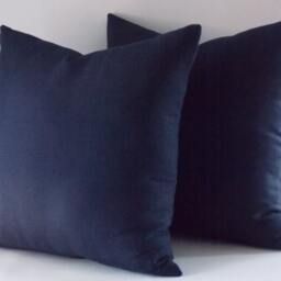 Set Of 2 Navy Linen Pillow Covers Modern Throw Cushion - thumbnail 3