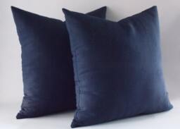 Set Of 2 Navy Linen Pillow Covers Modern Throw Cushion - thumbnail 1