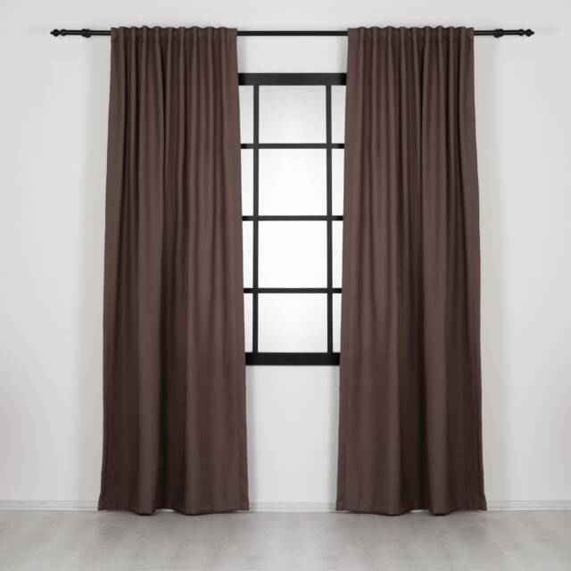Custom Size Linen Curtains, Blackout Option - Extra Wide & Long Natural Drapes Brown - image 1