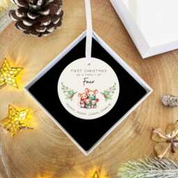 Personalised Family Christmas Ornament Custom Names First As A Keepsake Acrylic Or Ceramic Bauble - thumbnail 4