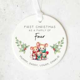 Personalised Family Christmas Ornament Custom Names First As A Keepsake Acrylic Or Ceramic Bauble - thumbnail 2