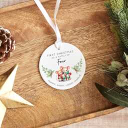 Personalised Family Christmas Ornament Custom Names First As A Keepsake Acrylic Or Ceramic Bauble - thumbnail 3