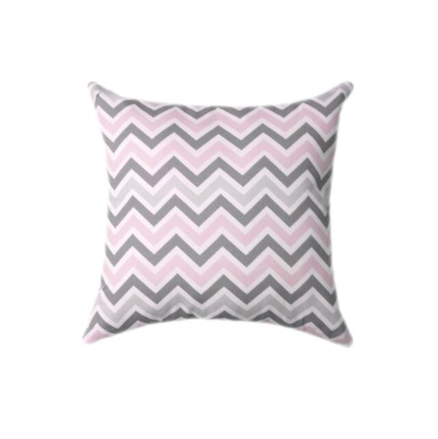 Sale Decorative Pillow Cover - One 16 X16 -Zoom Zoom Pink Grey Chevron - image 1
