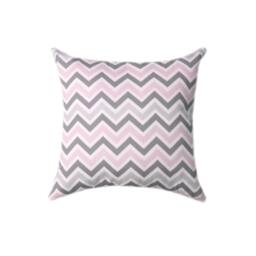Sale Decorative Pillow Cover - One 16 X16 -Zoom Zoom Pink Grey Chevron - thumbnail 1