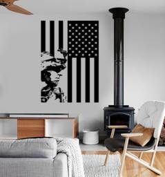 Wall Vinyl Us Soldier Marine Seal Flag Guaranteed Quality Decal Mural Art 1630Dz - thumbnail 1