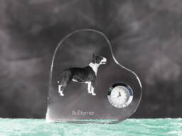 Bull Terrier - Crystal Clock in The Shape Of A Heart With Image Pure-Bred Dog - thumbnail 1