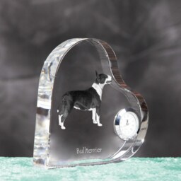 Bull Terrier - Crystal Clock in The Shape Of A Heart With Image Pure-Bred Dog - thumbnail 3