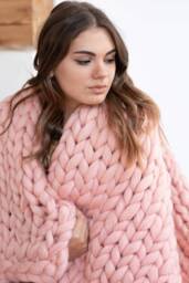 Chunky Knitted Blanket Throw, Giant Afghan Blanket, Wool Blanket, Bulky Knit, Knitting, Lap Blanket. Gift, Dark Grey Melange - thumbnail 1
