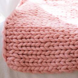 Chunky Knitted Blanket Throw, Giant Afghan Blanket, Wool Blanket, Bulky Knit, Knitting, Lap Blanket. Gift, Dark Grey Melange - thumbnail 3