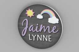 Round Rainbow Name Sign, Nursery Decor, Wall Art, Baby Shower Gift, Girl Rainbow - thumbnail 1