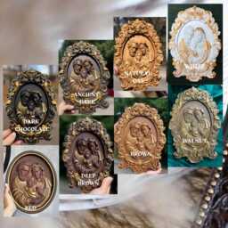 Wood Carved Virgin Mary Icon Religious Wall Hanging, 8 Colors, Xs-Xxl, Tax Free - thumbnail 2