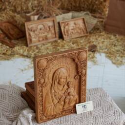 Wood Carved Virgin Mary Icon Religious Wall Hanging, 8 Colors, Xs-Xxl, Tax Free - thumbnail 4