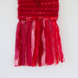 Mini Pepper Woven Wall Hanging, Weaving, Tapestry, Red, Needle Felting, Small, Nursery Decor, Boho, Modern, Wool, Textile, Fiber - thumbnail 3