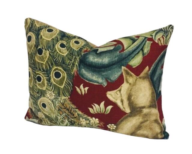 William Morris - Forest Red Linen Cushion Cover Throw Pillow Designer Home Decor - image 1