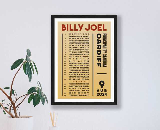 Billy Joel 2024 & 2023 UK Setlist Poster Print - Cardiff London Gigs Concert Live Set List Gift - image 1