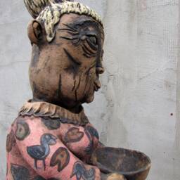 Ceramic Bird Lady Bird Feeder Sculpture - thumbnail 4