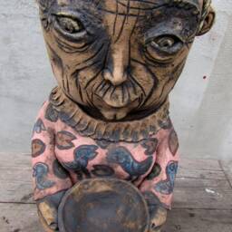 Ceramic Bird Lady Bird Feeder Sculpture - thumbnail 3
